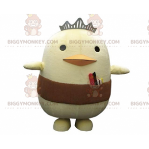 Big Yellow Chick BIGGYMONKEY™ maskotkostume med krone og skærf - Hens maskot - haner - høns - BiggyMonkey.com