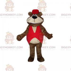 Soft Bear BIGGYMONKEY™ Mascot Costume with Red Jacket -