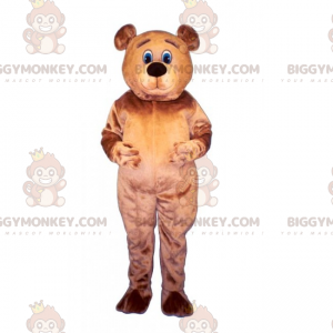 BIGGYMONKEY™ Bear Mascot Costume with Blue Eyes and Brown Fur -