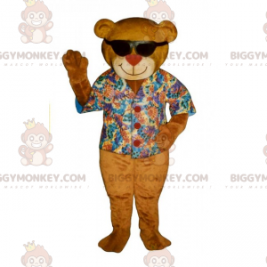 Traje de mascote de urso BIGGYMONKEY™ com camisa colorida e
