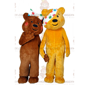 Dupla de fantasia de mascote de urso BIGGYMONKEY™ com faixa de