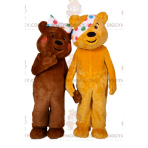 BIGGYMONKEY™ Bear μασκότ κοστούμι Duo με κεφαλόδεσμο πουά με δεξί μάτι - Μασκότ αρκούδας - BIGGYMONKEY_017361 - BiggyMonkey.com