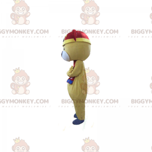 Traje de mascote de urso BIGGYMONKEY™ com lenço vermelho e azul