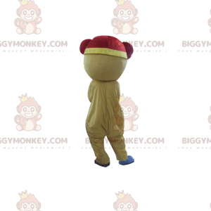 Disfraz de mascota de oso BIGGYMONKEY™ con bufanda roja y azul