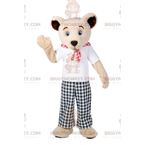 Traje de mascote Bear BIGGYMONKEY™ com calça xadrez –