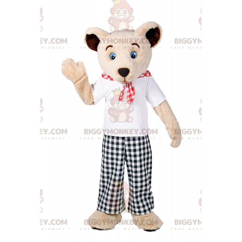 Bear BIGGYMONKEY™ Mascot Costume with Plaid Pants – Bear BIGGYMONKEY™ Mascot Costume with Plaid Pants –