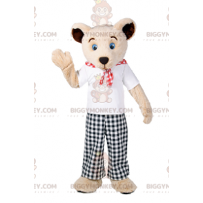 Traje de mascote Bear BIGGYMONKEY™ com calça xadrez –