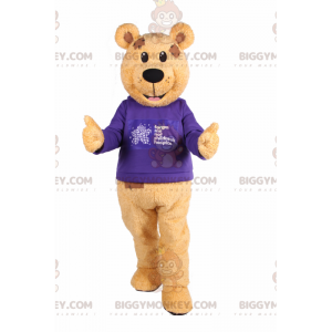 Traje de mascote Bear BIGGYMONKEY™ com suéter roxo –