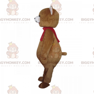 BIGGYMONKEY™ Bären-Maskottchen-Kostüm mit rotem Schal -