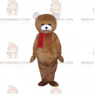 Disfraz de mascota de oso BIGGYMONKEY™ con bufanda roja -