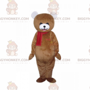 Disfraz de mascota de oso BIGGYMONKEY™ con bufanda roja -