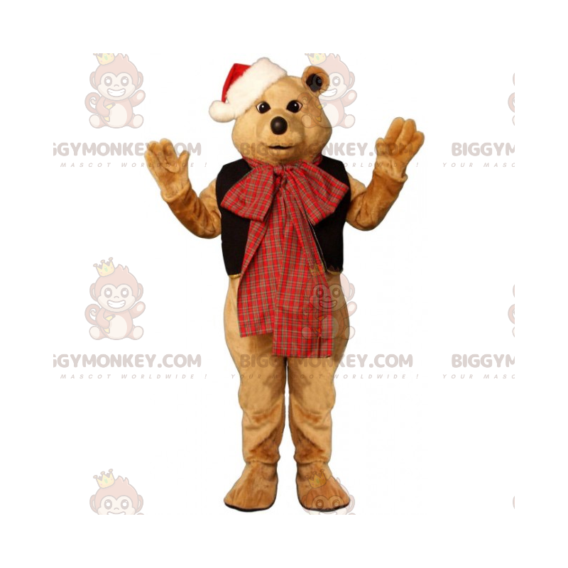 BIGGYMONKEY™ Costume da mascotte orso con fiocco e cappello da BIGGYMONKEY™ Costume da mascotte orso con fiocco e cappello da