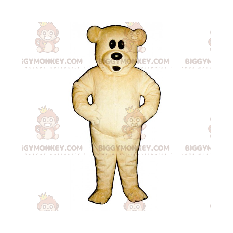 Costume de mascotte BIGGYMONKEY™ d'ourson beige aux grands yeux Costume de mascotte BIGGYMONKEY™ d'ourson beige aux grands yeux