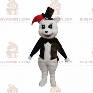 BIGGYMONKEY™ White Bear Bear Mascot Costume In Gala Dress And