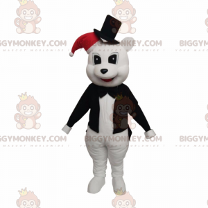 BIGGYMONKEY™ White Bear Bear maskottiasu juhlamekossa ja