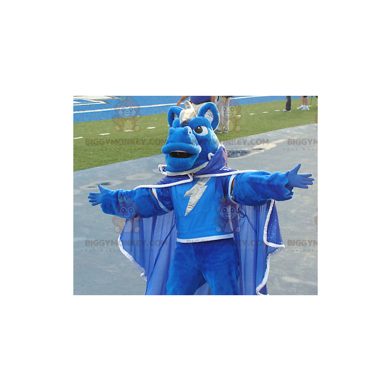 Blue Horse BIGGYMONKEY™ mascottekostuum gekleed met cape -