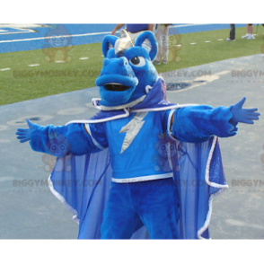 Traje de mascote de cavalo azul BIGGYMONKEY™ vestido com capa –