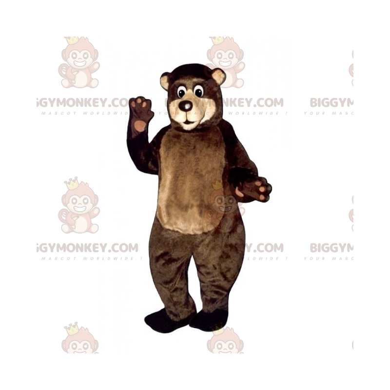 BIGGYMONKEY™ Maskotdräkt Brun björnunge med beige ansikte -