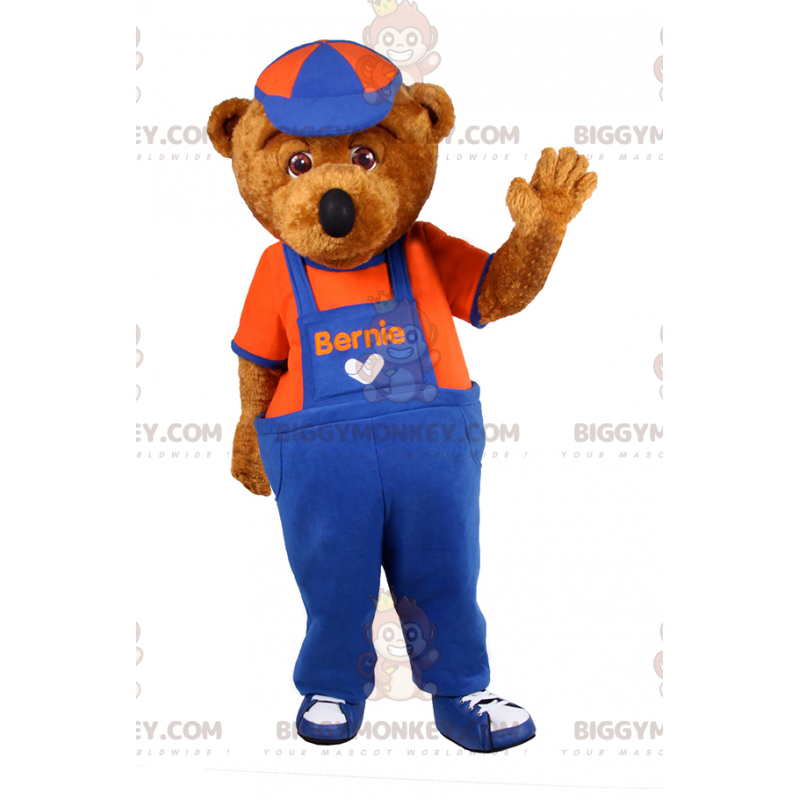 Disfraz de mascota de oso BIGGYMONKEY™ con mono y gorra - Mascota oso - BIGGYMONKEY_017385 - BiggyMonkey.com