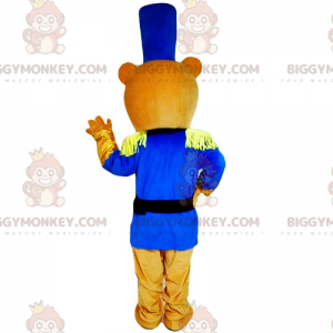 Traje de mascote de urso BIGGYMONKEY™ com roupa de soldado azul