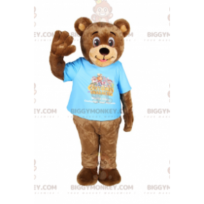 Lachende beer BIGGYMONKEY™ mascottekostuum met T-shirt -