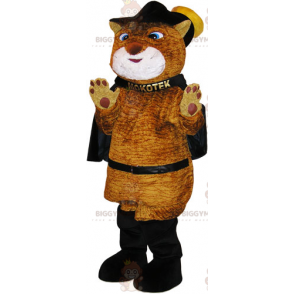 BIGGYMONKEY™ Puss in Boots Maskotkostume med kappe -
