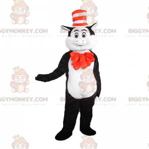 Fantasia de mascote de gato com chapéu BIGGYMONKEY™ - Dr. Seuss - Mascotes de gatos - BIGGYMONKEY_017416 - BiggyMonkey.com