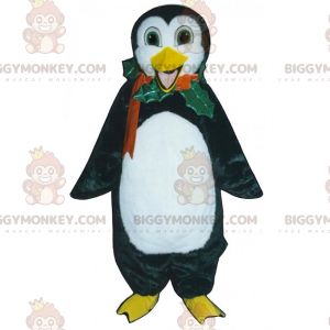 Holiday BIGGYMONKEY™ Mascot Costume - Penguin with Holly Collar
