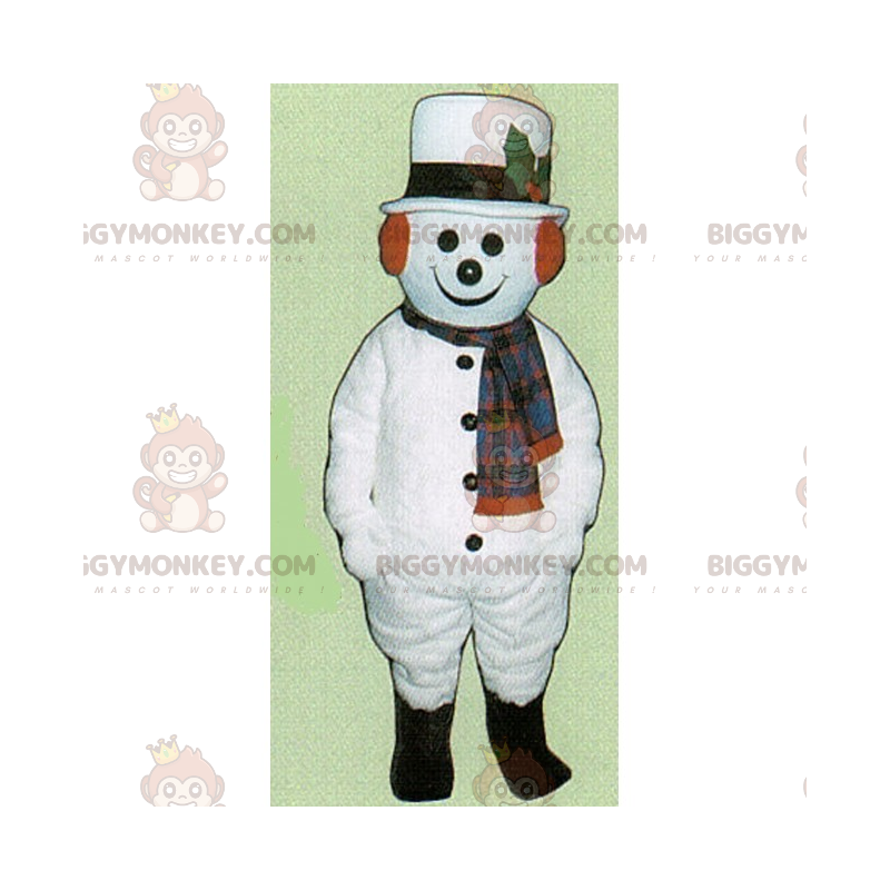 Holiday Season BIGGYMONKEY™ Mascot Costume - Snowman with Hat -