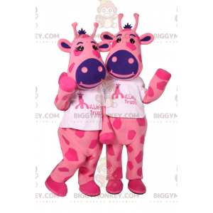 Maskottchen-Kostüm BIGGYMONKEY™ Duo aus rosa Rindsleder und