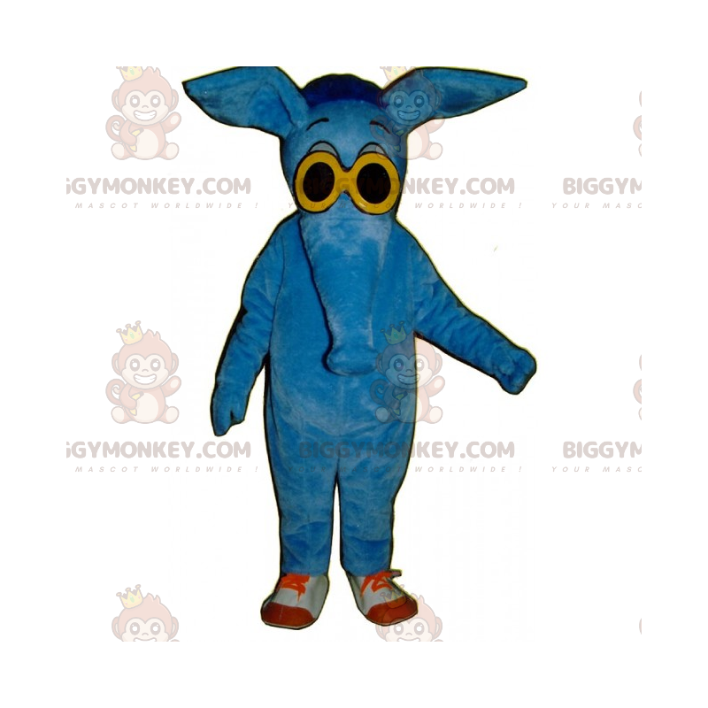 BIGGYMONKEY™ Blauwe olifant met gele bril mascottekostuum - BIGGYMONKEY™ Blauwe olifant met gele bril mascottekostuum -