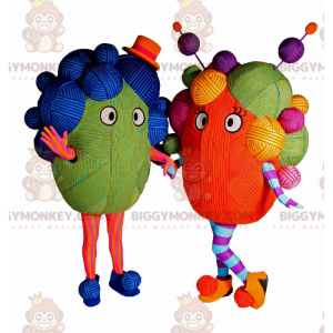 BIGGYMONKEY™ mascot costume in multicolored balls of yarn -