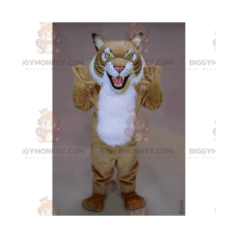 BIGGYMONKEY™ kissan beige ja valkoinen maskottiasu - BIGGYMONKEY™ kissan beige ja valkoinen maskottiasu -