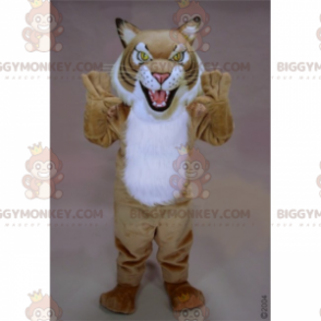  BIGGYMONKEY™ kattdräkt i beige och vit maskot - Lion maskot - BIGGYMONKEY_017437 - BiggyMonkey.com
