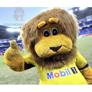BIGGYMONKEY™ Mascot Costume of Yellow Lion with Brown Mane -