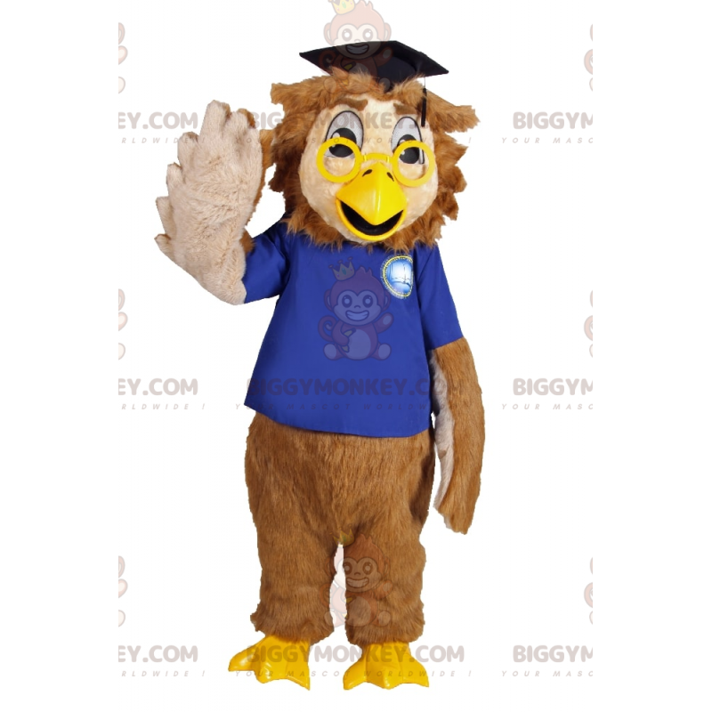 Maskotdräkt för BIGGYMONKEY™ Graduation Owls med gula glasögon - Fågelmaskot - BIGGYMONKEY_017455 - BiggyMonkey.com