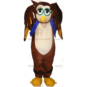 BIGGYMONKEY™ Maskotdräkt för ugglor och gröna glasögon - Fågelmaskot - BIGGYMONKEY_017456 - BiggyMonkey.com