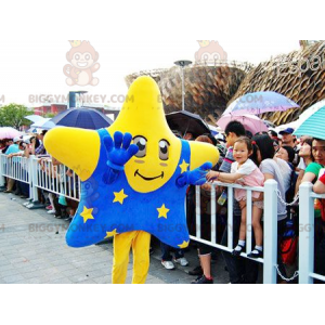 Giant Yellow Star BIGGYMONKEY™ Mascot Costume With Blue Outfit