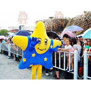Obří kostým maskota BIGGYMONKEY™ se žlutou hvězdou a modrým