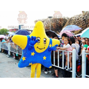 Giant Yellow Star BIGGYMONKEY™ maskotkostyme med blått antrekk - Uklassifiserte maskoter - BIGGYMONKEY_02140 - BiggyMonkey.com