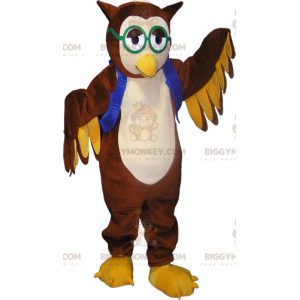 BIGGYMONKEY™ Maskotdräkt för ugglor och gröna glasögon - Fågelmaskot - BIGGYMONKEY_017456 - BiggyMonkey.com