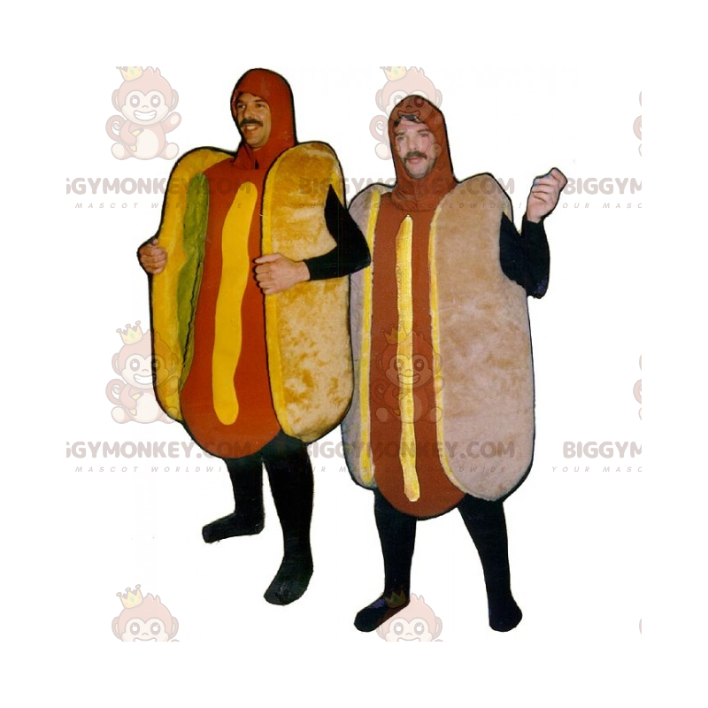 Costume de mascotte BIGGYMONKEY™ hot dog avec moutarde - Costume de mascotte BIGGYMONKEY™ hot dog avec moutarde -