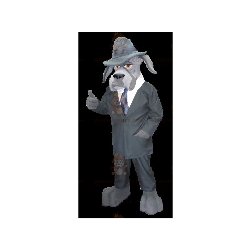 BIGGYMONKEY™ Mascottekostuum Grijze hond verkleed als BIGGYMONKEY™ Mascottekostuum Grijze hond verkleed als