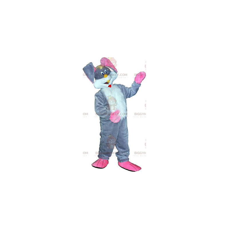 Στολή μασκότ BIGGYMONKEY™ Grey Bunny και Big Pink Ears - Μασκότ κουνελιού - BIGGYMONKEY_017472 - BiggyMonkey.com