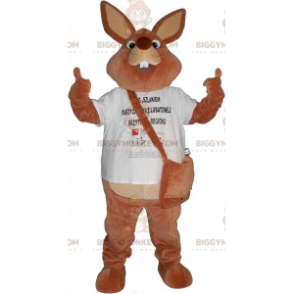 Bruin konijn BIGGYMONKEY™ mascottekostuum met draagzak -