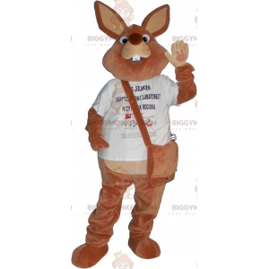 Brown Bunny BIGGYMONKEY™ Maskottchen-Kostüm mit Umhängetasche -