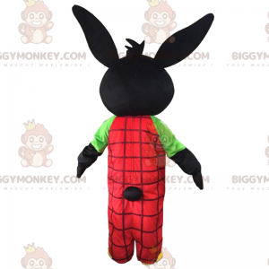 BIGGYMONKEY™ zwart konijn in overall mascottekostuum -