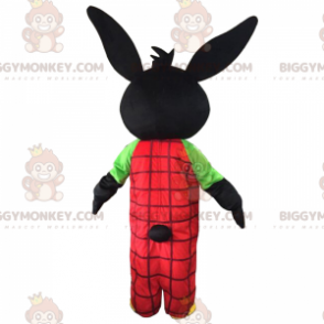 BIGGYMONKEY™ sort kanin i overalls maskotkostume -