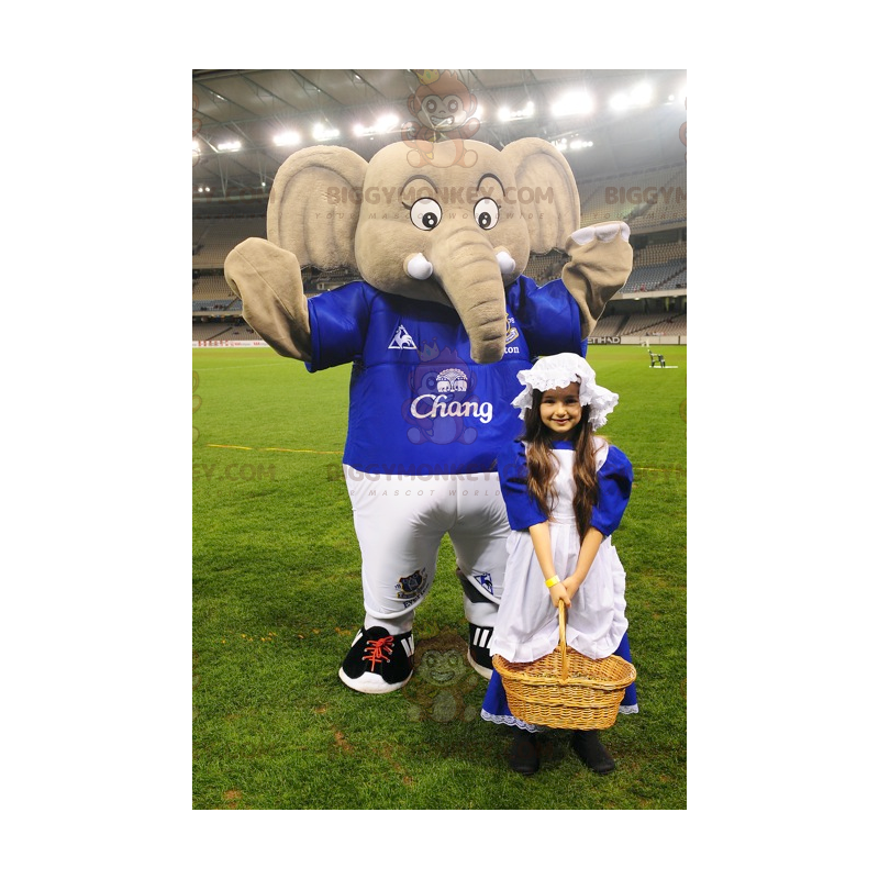 Kostium maskotki dużego szarego słonia BIGGYMONKEY™ w odzieży Kostium maskotki dużego szarego słonia BIGGYMONKEY™ w odzieży