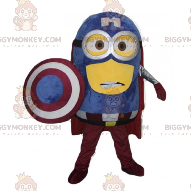 Traje de mascote BIGGYMONKEY™ Minion - Capitão América - Mascotes pessoas famosas - BIGGYMONKEY_017485 - BiggyMonkey.com